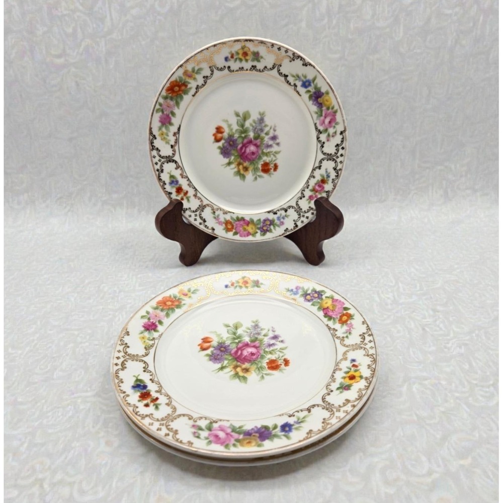 3 Rosenthal‎ Selb Bavaria Dresden Flowers Bread Plates 6.75 Inch 1924 Germany